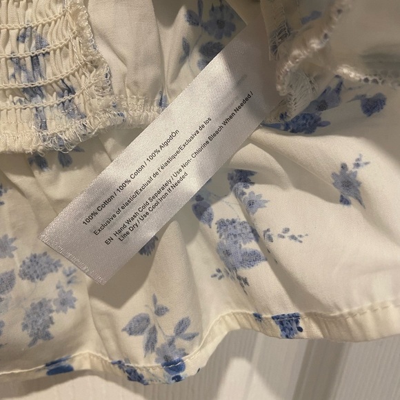 NWOT Band of the Free Size L Blue Floral Bows Cut Out Puff Peplum Crop Top - Picture 8 of 11